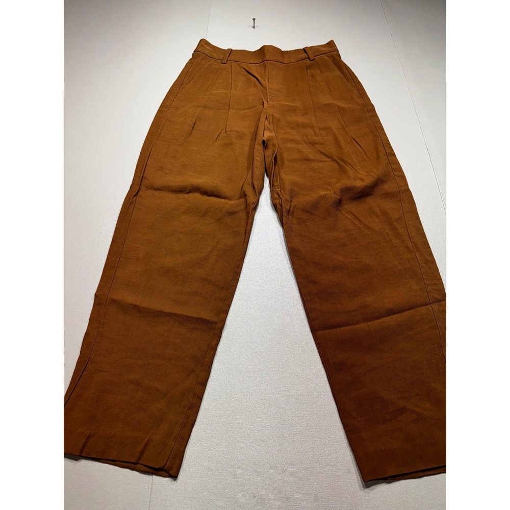 Vince Tobacco Brown‎ Pleated Wide Leg Trousers Elastic Back High Rise Pants